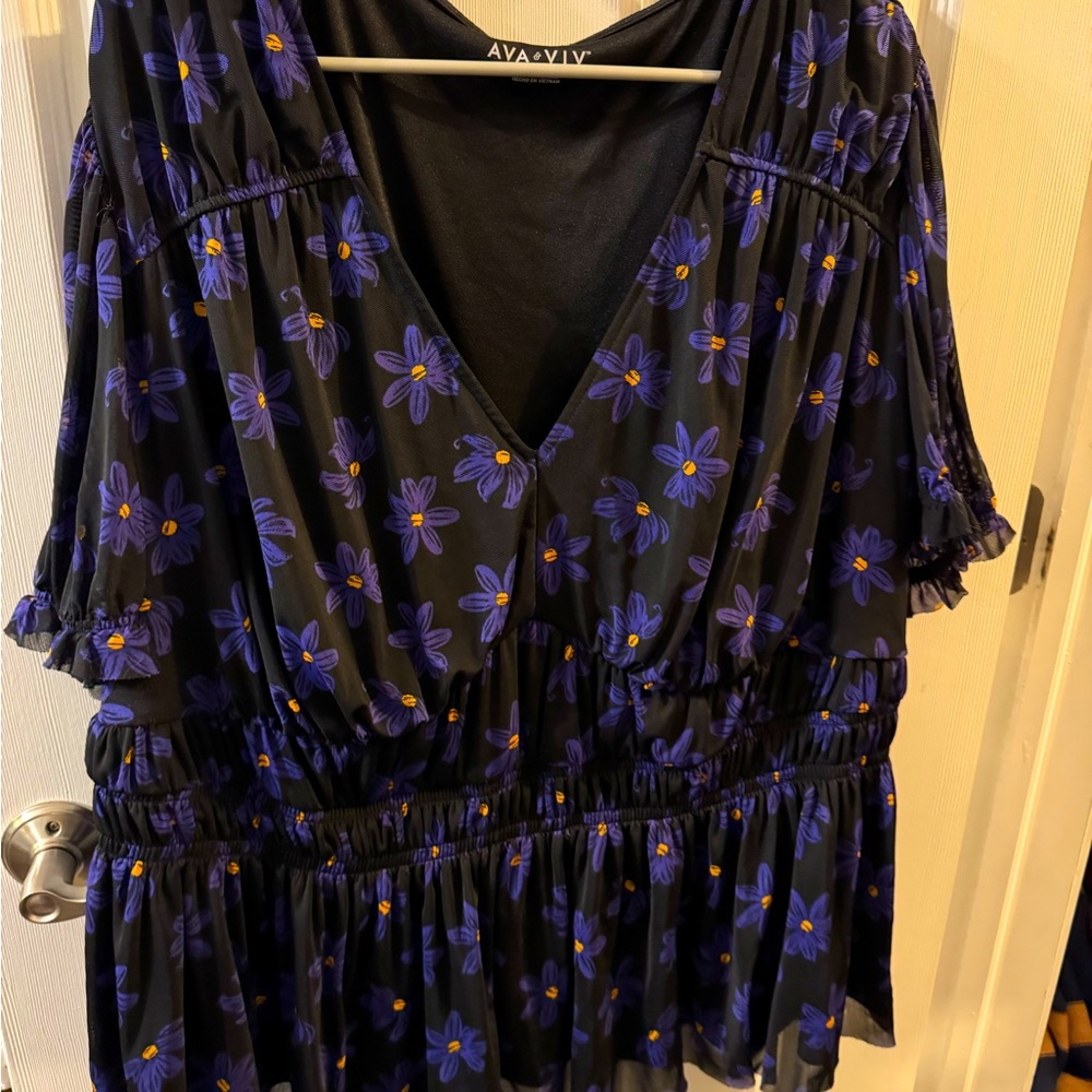 Blue Ava and Viv top